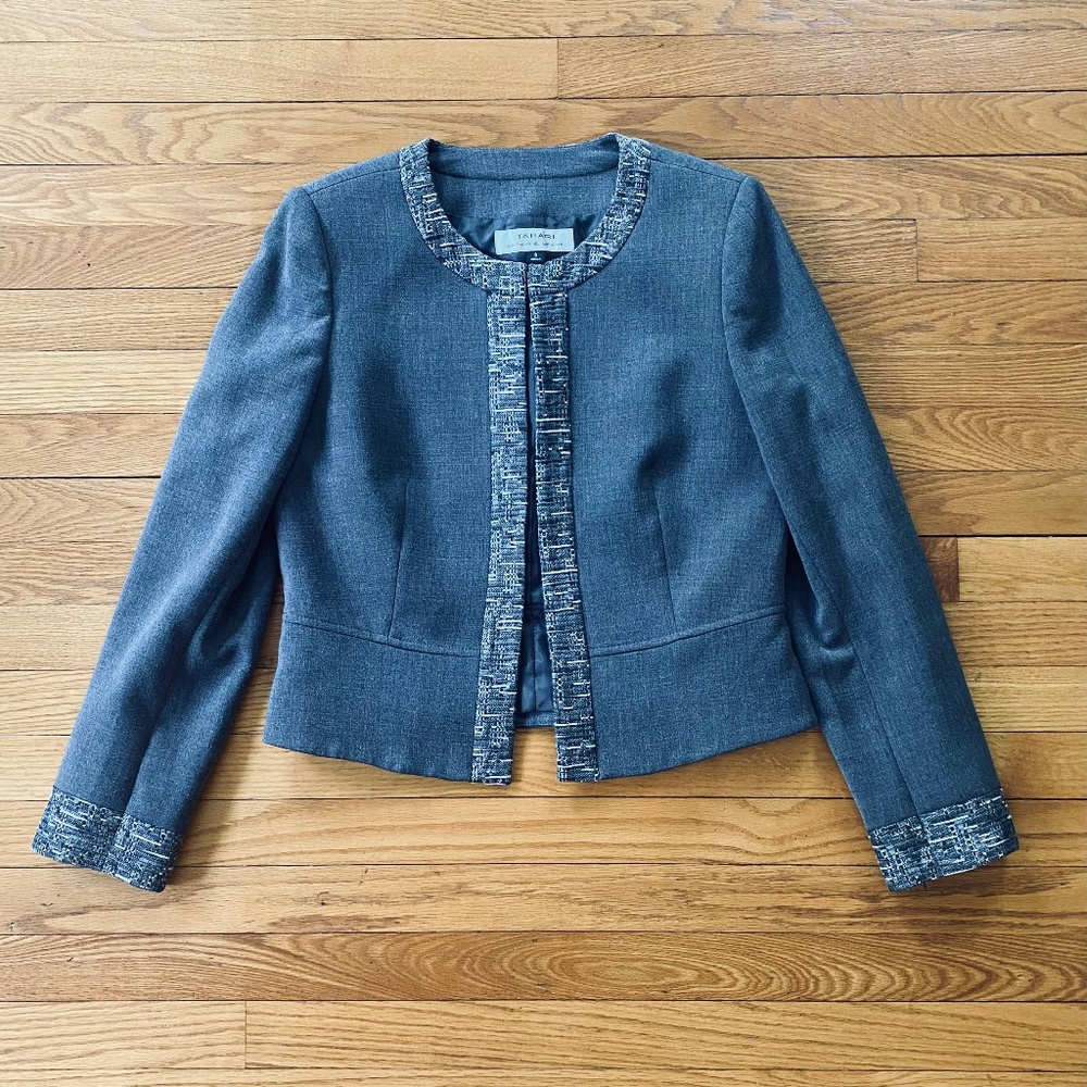 EUC Tahari Jacket, Gray, Size 8